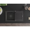 Mexen Pablo chiuvetă din granit cu 1 compartiment cu scurgător și baterie de bucătărie Rita, negru cu pete