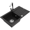 Mexen Pablo chiuvetă de granit cu 1 compartiment cu scurgător și robinet de bucătărie Rita, negru - 6510-77-670300-00