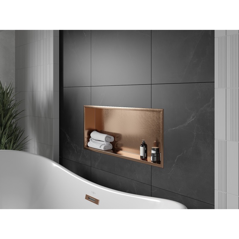 Mexen X-Wall-R falcspolc peremmel 75 x 30 cm, kefeített réz - 19C0753010