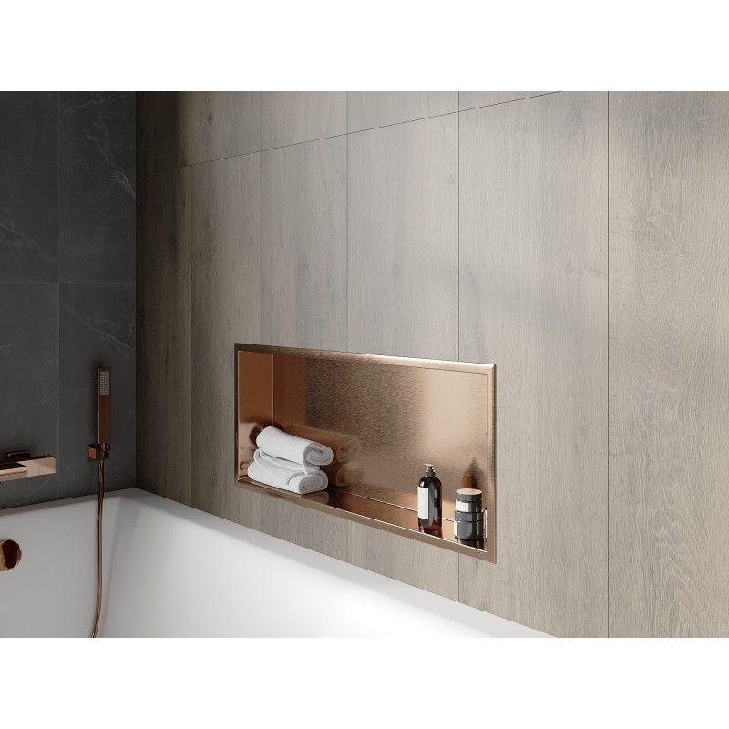 Mexen X-Wall-R raft de nișă cu flanșă 75 x 30 cm, cupru periat - 19C0753010