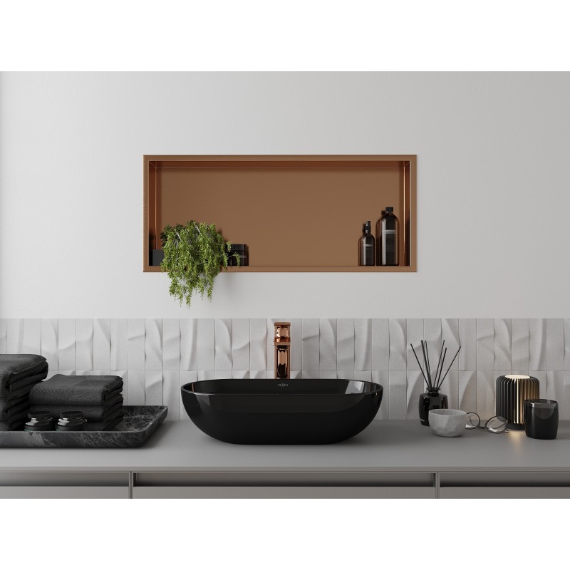 Mexen X-Wall-R raft de nișă cu flanșă 75 x 30 cm, cupru periat - 19C0753010