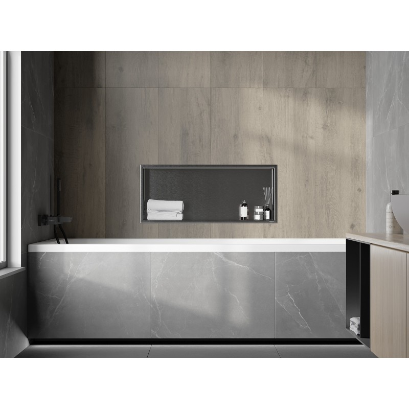 Mexen X-Wall-R raft în nișă cu flanșă 75 x 30 cm, gri închis periat - 19E0753010
