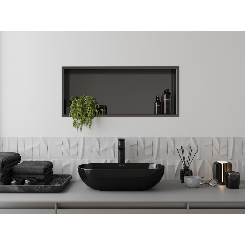 Mexen X-Wall-R raft încastrat cu flanșă 75 x 30 cm, gri armat periat - 19E0753010