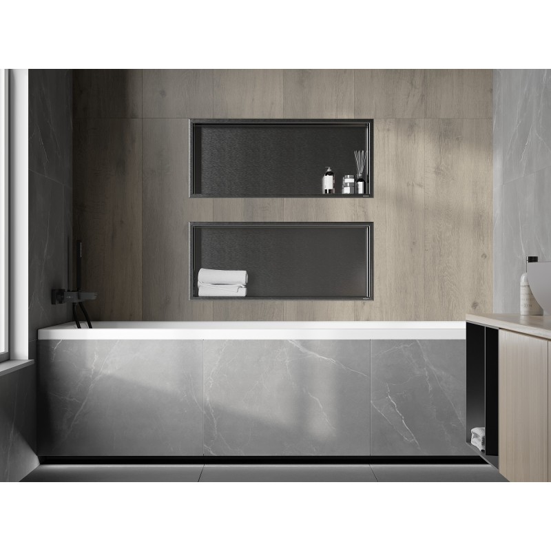 Mexen X-Wall-R raft în nișă cu flanșă 75 x 30 cm, gri închis periat - 19E0753010