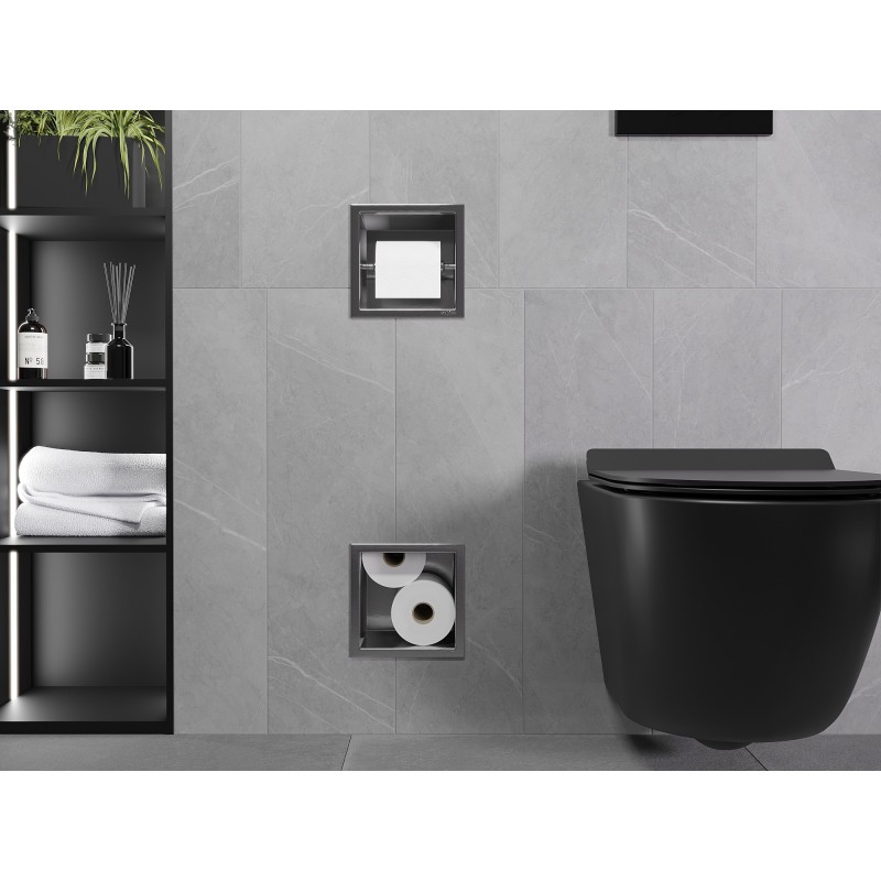 Mexen X-Wall-BP WC-papírtartó magazinnal, szálcsiszolt fegyverszürke - 19E4
