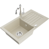 Mexen Pablo chiuvetă de bucătărie din granit cu o singură cuvă, cu scurgător și baterie, model Carla, bej