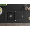 Mexen Pablo chiuvetă de granit cu 1 compartiment, cu scurgător și baterie de bucătărie Rita, negru - 6510-77-670300-70