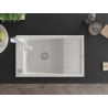 Mexen Elias chiuvetă de bucătărie din granit cu 1 cuvă cu scurgător și baterie de bucătărie Rita, alb - 6511-20-670300-20