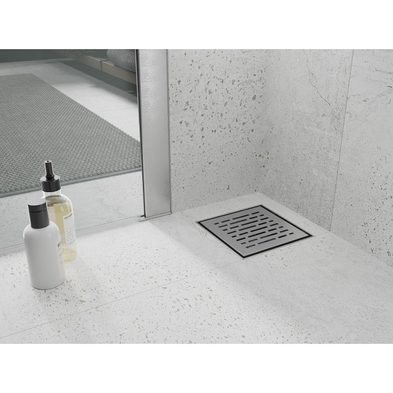 Mexen Flat-Q M01 scurgător pătrat de podea 15 x 15 cm, inox - 1010315