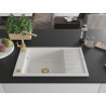 Mexen Elias chiuvetă de granit cu 1 compartiment cu scurgător și baterie de bucătărie Rita, alb - 6511-20-670300-50