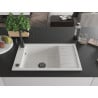 Mexen Elias chiuvetă de granit cu un compartiment, cu picurător și baterie de bucătărie Rita, Albă - 6511-20-670300-70