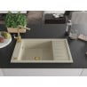 Mexen Elias chiuvetă de granit cu un compartiment, cu picurător și baterie de bucătărie Rita, Bej - 6511-69-670300-50