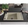 Mexen Elias chiuvetă de granit cu un compartiment, cu picurător și baterie de bucătărie Rita, Bej - 6511-69-670300-70