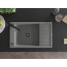 Mexen Elias chiuvetă de granit cu un compartiment, cu picurător și baterie de bucătărie Rita, gri - 6511-71-670300-70-B