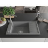 Mexen Elias chiuvetă de granit cu o cuvă și scurgător Rita, gri - 6511-71-670300-71