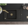 Mexen Elias chiuvetă de granit cu 1 compartiment, cu scurgător și baterie de bucătărie Rita, negru/auriu metalic