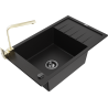 Mexen Elias chiuvetă din granit cu 1 compartiment, cu scurgător și baterie de bucătărie Rita, negru - 6511-77-670300-50-B