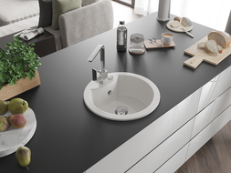 Mexen Diego egymedencés gránit mosogató Rita konyhai csappal, fehér - 6512-20-670300-00