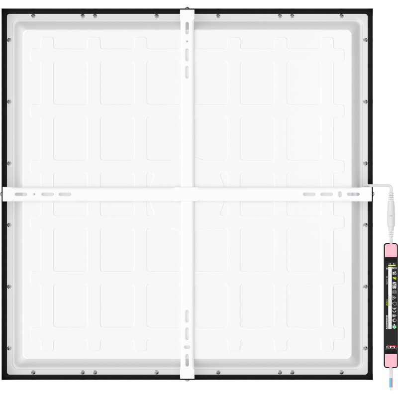Mexen Brill-S felületre szerelhető LED mennyezeti panel 60 x 60 cm, 48W, Semleges - 4000K, 4800 lm, fekete