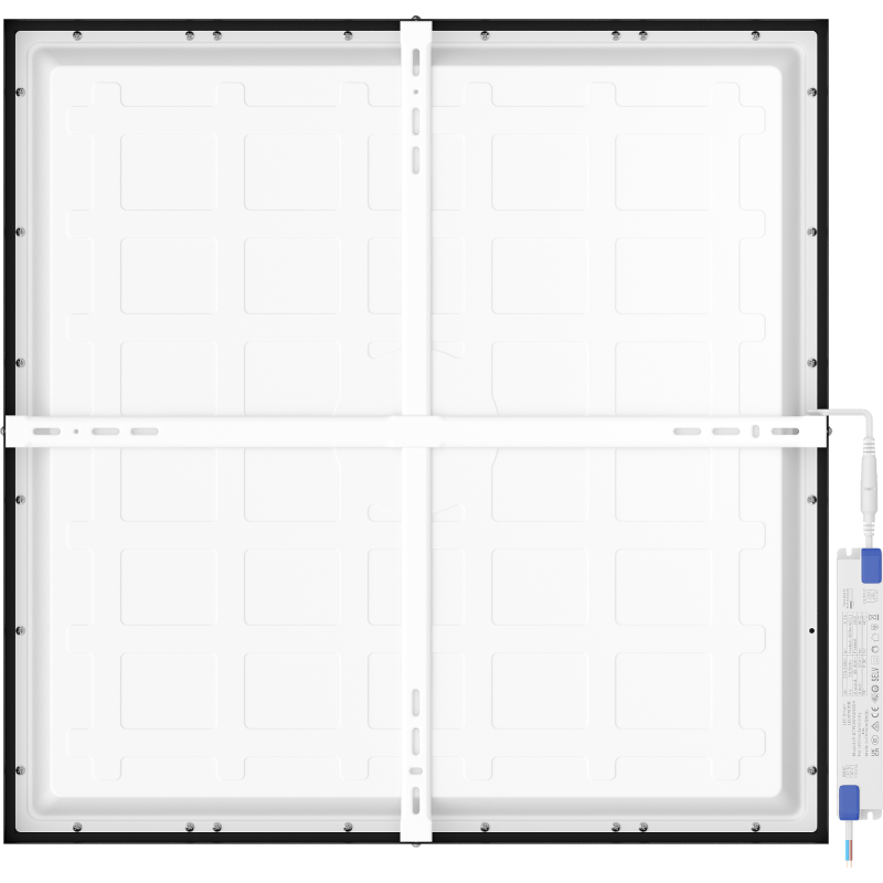 Mexen Brill-S 60 x 60 cm-es felszíni LED mennyezeti panel, 36W, Semleges - 4000K, 3960 lm, fekete - L207-060-060-3640-70
