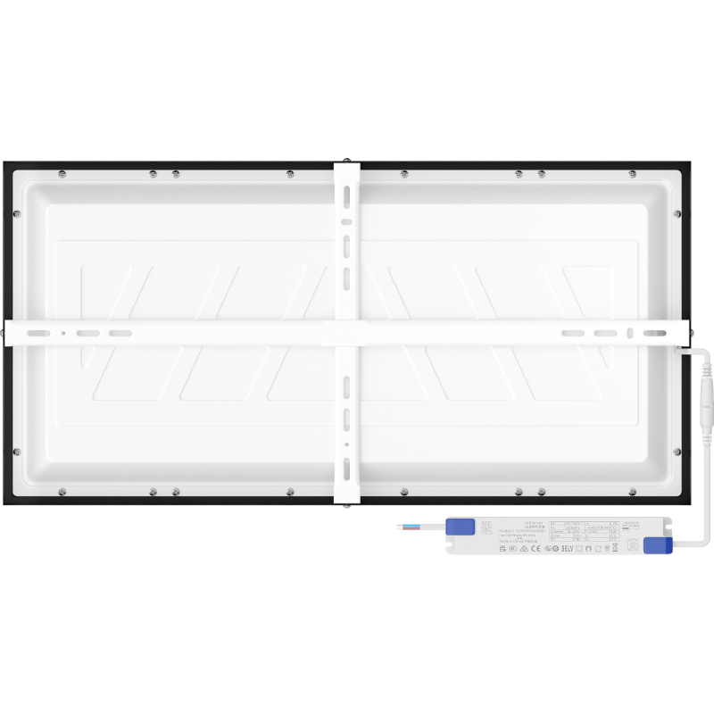 Mexen Brill-S felületre szerelhető LED mennyezeti panel 60 x 30 cm, 24W, Semleges - 4000K, 2640 lm, fekete
