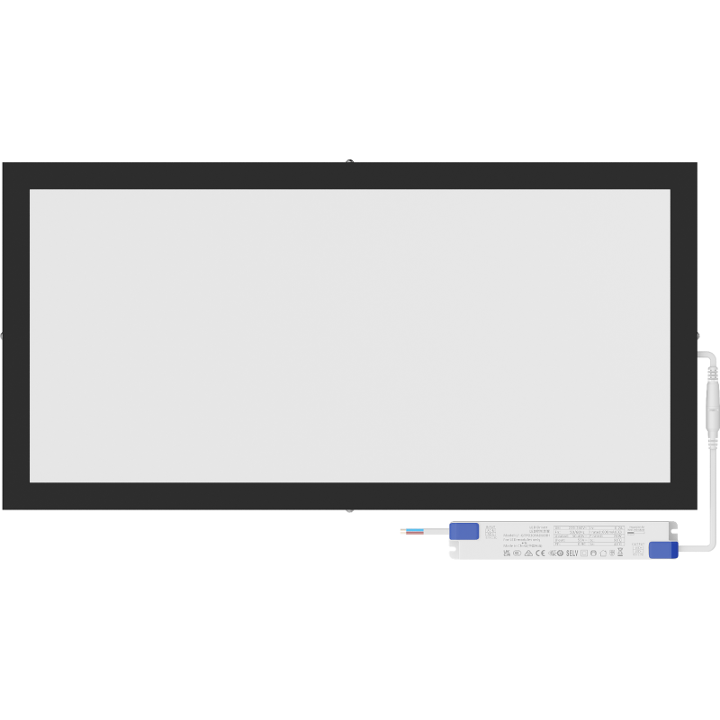 Mexen Brill-S felületre szerelhető LED mennyezeti panel 60 x 30 cm, 24W, Semleges - 4000K, 2640 lm, fekete