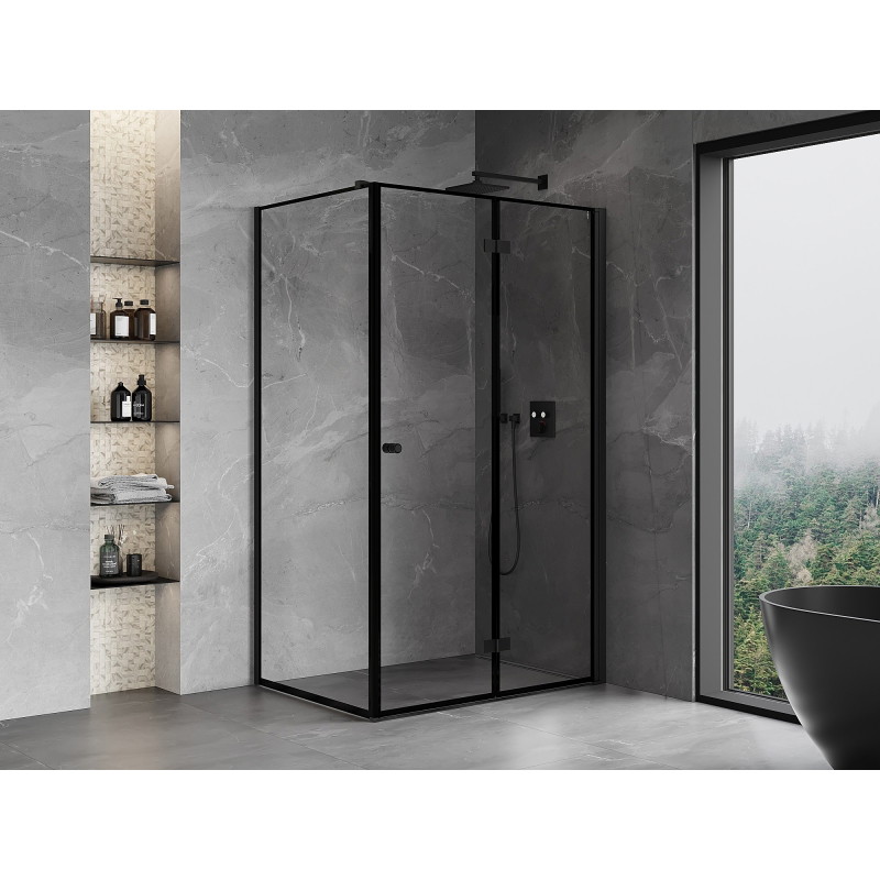 Mexen Mist-F összecsukható zuhanykabin jobb oldalra 75 x 70 cm, fekete keret, fekete - 8A6T-075-070-70-70-P