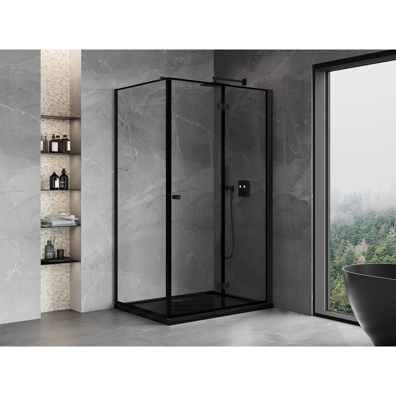 Mexen Mist-F összecsukható zuhanykabin jobb oldalra 75 x 70 cm, fekete keret, fekete - 8A6T-075-070-70-70-P