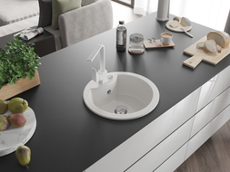 Mexen Diego chiuvetă de bucătărie granit 1 cuvă cu baterie de bucătărie Rita, alb - 6512-20-670300-20