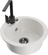 Mexen Diego chiuvetă de granit cu 1 compartiment cu baterie de bucătărie Rita, alb - 6512-20-670300-70