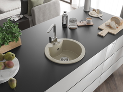 Mexen Diego egymedencés gránit mosogató Rita konyhai csapteleppel, bézs - 6512-69-670300-00