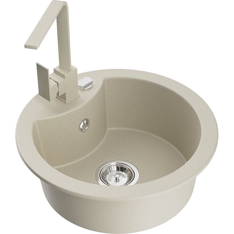 Mexen Diego gránit mosogató 1-medencés konyhai csappal Rita, bézs - 6512-69-670300-69