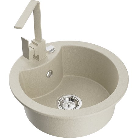 Mexen Diego gránit mosogató 1-medencés konyhai csappal Rita, bézs - 6512-69-670300-69