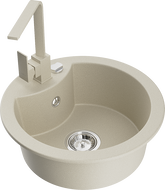 Mexen Diego gránit mosogató 1-medencés konyhai csappal Rita, bézs - 6512-69-670300-69