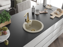 Mexen Diego egytálcás gránit mosogató Rita konyhai csapteleppel, bézs - 6512-69-670300-50