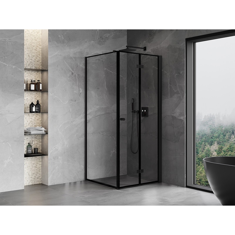 Mexen Mist-F összecsukható zuhanykabin jobb 120 x 110 cm, fekete keret, fekete - 8A6T-120-110-70-70-P - 8A6T-120-120-70-70-P