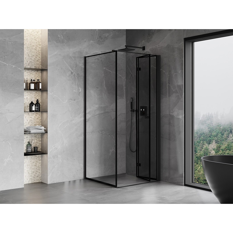 Mexen Mist-F összecsukható zuhanykabin jobb 120 x 110 cm, fekete keret, fekete - 8A6T-120-110-70-70-P - 8A6T-120-120-70-70-P