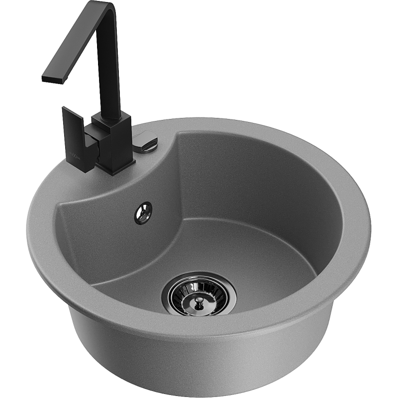 Mexen Diego 1-medencés gránit mosogató Rita konyhai csappal, szürke - 6512-71-670300-70-B
