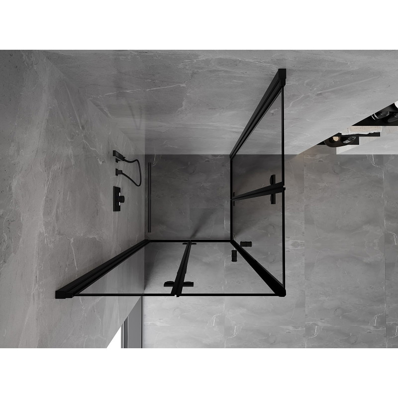 Mexen Mist-F Duo cabină de duș pliabilă 85 x 85 cm, ramă neagră, neagră - 8A6-085L-085P-70-70