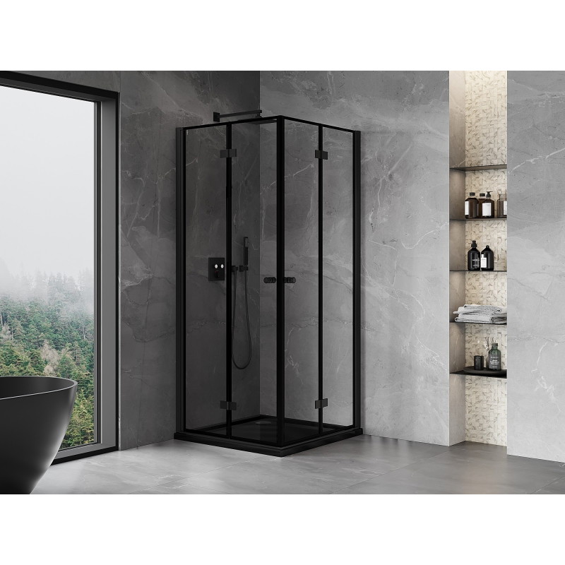 Mexen Mist-F Duo cabină de duș pliabilă 85 x 85 cm, ramă neagră, neagră - 8A6-085L-085P-70-70