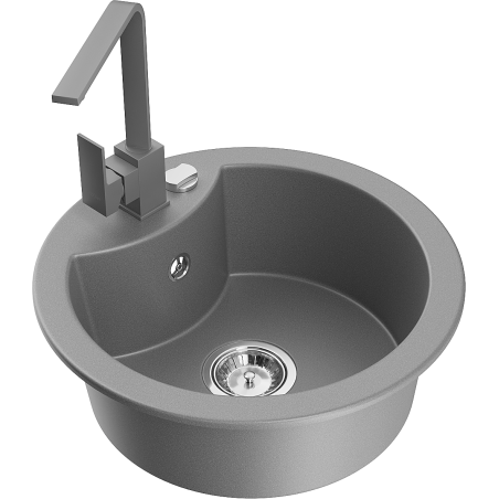 Mexen Diego 1-medencés gránit mosogató Rita konyhai csapteleppel, szürke - 6512-71-670300-71