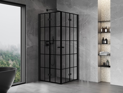 Mexen Mist-F Duo cabină de duș pliabilă 90 x 90 cm, grilaj negru, negru - 8A6-090L-090P-70-77