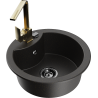 Mexen Diego chiuvetă de granit cu 1 compartiment cu baterie de bucătărie Rita, negru/auriu metalizat - 6512-75-670300-50-B