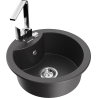 Mexen Diego chiuvetă granit 1-camerată cu baterie bucătărie Rita, negru pătat - 6512-76-670300-00