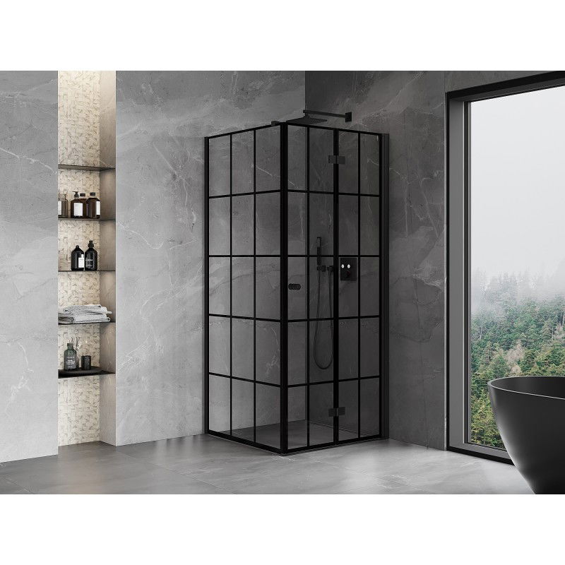 Mexen Mist-F cabină de duș pliabilă dreapta 70 x 70 cm, grilaj negru, negru - 8A6T-070-070-70-77-P