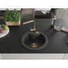 Mexen Diego chiuvetă de granit cu 1 compartiment cu baterie de bucătărie Rita, negru pătat - 6512-76-670300-50