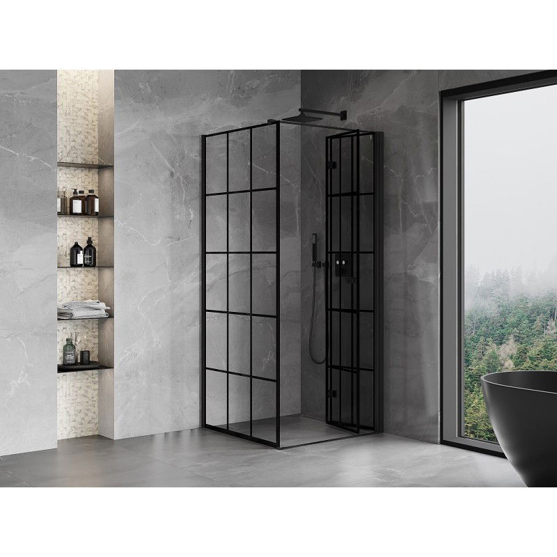 Mexen Mist-F cabină de duș pliabilă dreapta 95 x 95 cm, carouri negre, negru - 8A6T-095-095-70-77-P