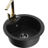 Mexen Diego chiuvetă din granit cu 1 compartiment și baterie de bucătărie Rita, negru - 6512-77-670300-50-B