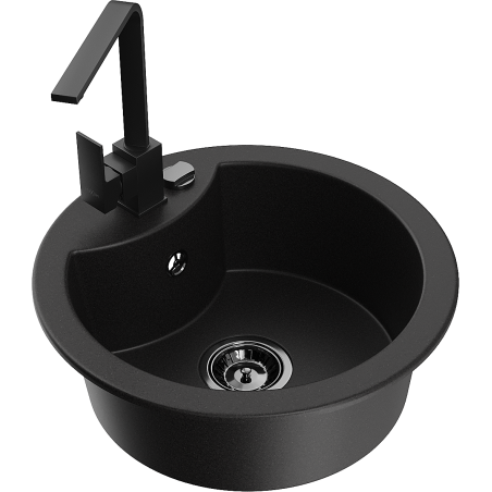 Mexen Diego egymedencés gránit mosogató Rita konyhai csapteleppel, fekete - 6512-77-670300-70-B