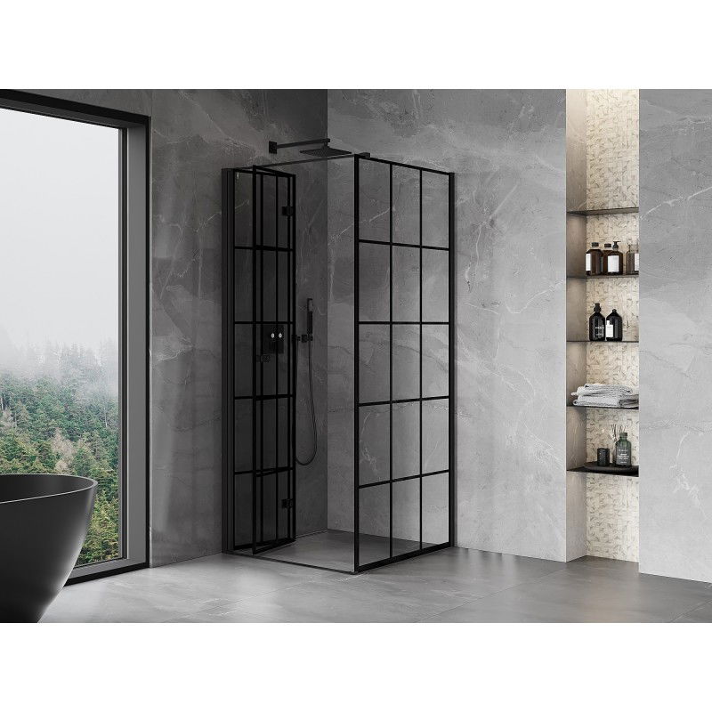 Mexen Mist-F cabină de duș pliată stânga 95 x 95 cm, grilaj negru, negru - 8A6T-095-095-70-77-L